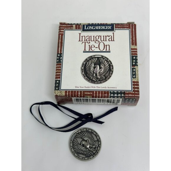 VTG 1997 Longaberger Inaugural Eagle Ceramic Basket Tie-On 1.25" Patriotic New - Picture 1 of 4
